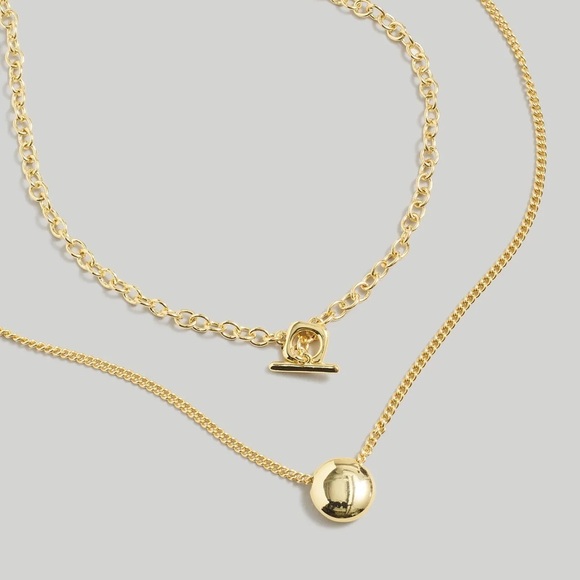 Madewell Two-Pack Toggle Necklace Set in Gold NWT 48$ - Picture 2 of 5